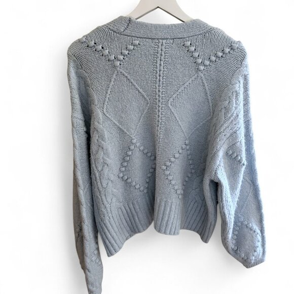 Slate and Willow Long Sleeve V-neck Light Blue Diamond Knit Cardigan | Size M - Picture 7 of 7